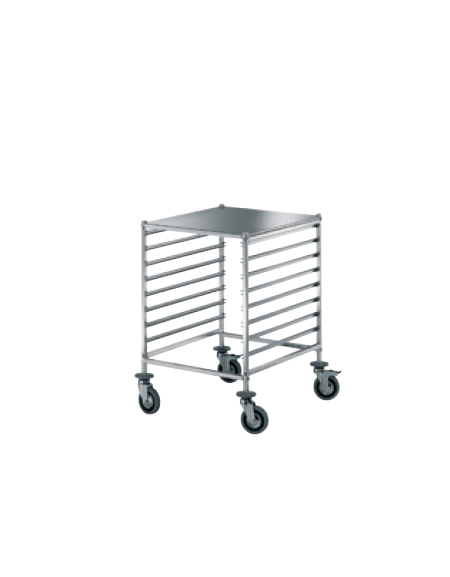 Carrello portateglie  in acciaio 18/10 AISI 304 - guide a "L" - ripiano superiore - 8 teglie 40x60 - cm 52x67x88h