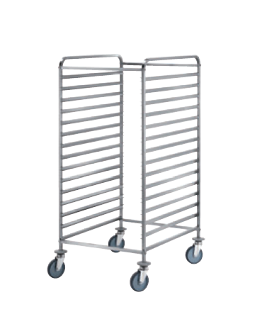 Carrello portateglie  in acciaio 18/10 AISI 304 - guide a "C" - 18 teglie GN 1/1 - cm 45x60x155h