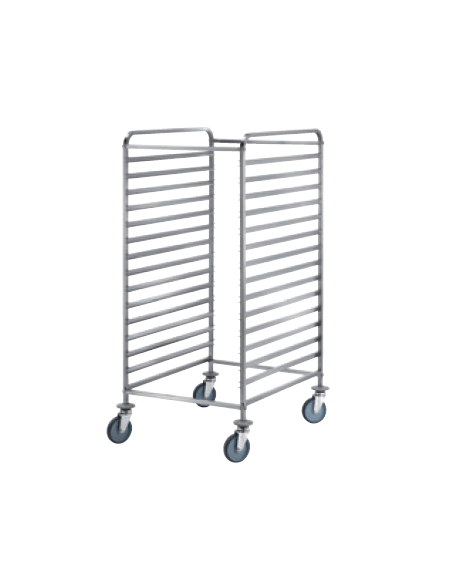 Carrello portateglie  in acciaio 18/10 AISI 304 - guide a "C" - 18 teglie GN 1/1 - cm 45x60x155h