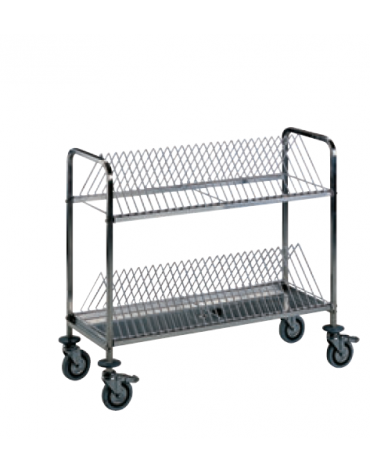 Carrello scolavassoi  in acciaio inox 18/10 AISI 304 - portata 60 vassoi - cm 108x45x95h