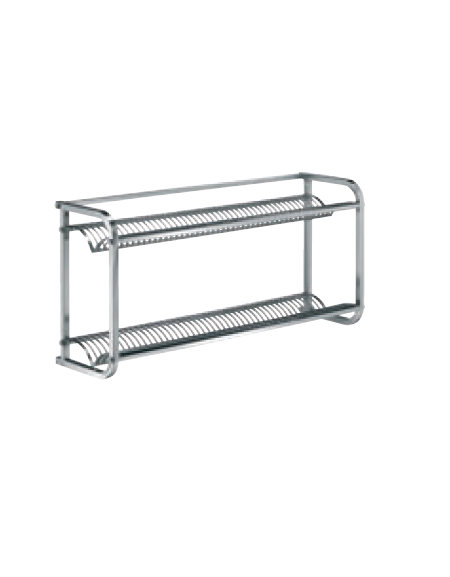 Portapiatti a muro in acciaio inox - 2 piani scolapiatti - cm 100x27x46h