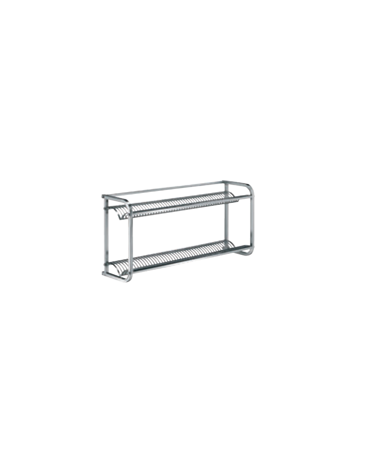 Portapiatti a muro in acciaio inox - 2 piani scolapiatti - cm 100x27x46h