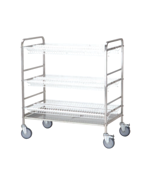 Carrello scolapiatti e scolabicchieri - in acciaio 18/10 AISI 304 - portata 200 piatti circa - cm 102x57x110h