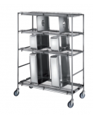Carrello scolapentole e scolateglie - 4 piani con griglie inox, 1 piano removibile - GN1/1-GN2/1 - cm 125x60x173h