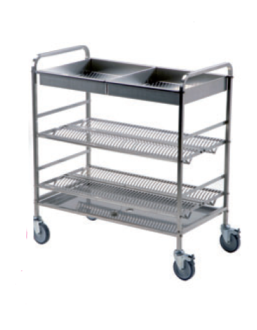 Carrello scolapiatti e scolabicchieri in acciaio 18/10 AISI 304 - 3 piani inox - 200 piatti circa -  Ø cm 31 - cm 106x68x150h