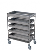 Carrello scolabicchieri e scolatazze in acciaio 18/10 AISI 304 - 5 piani scorrevoli - cm 94x53x125h