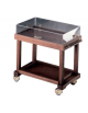Carrello per dolci, formaggi ed antipasti in legno massello - 2 ripiani - Cupola in plexiglass squadrata - cm 100x50x95h