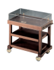 Carrello per dolci, formaggi ed antipasti in legno massello - 3 ripiani - Cupola in plexiglass squadrata - cm 100x50x95h