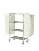 Carrello portabiancheria in acciaio inox 18/10 AISI 304 - 4 ripiani in laminato plastico - 2 sacchi in tela - cm 94x48x132h