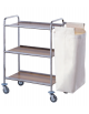 Carrello portabiancheria in acciaio inox 18/10 AISI 304 - 3 ripiani in laminato plastico - 1 sacco in tela - cm 80x40x104h