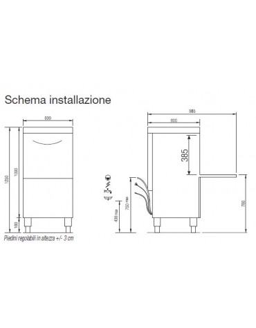 Lavastoviglie carica frontale ristorante Diametro piatto cm 40