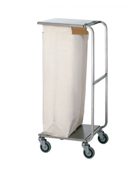 Carrello portabiancheria in acciaio inox 18/10 AISI 304 - 1 sacco in tela - cm 50x50x115h