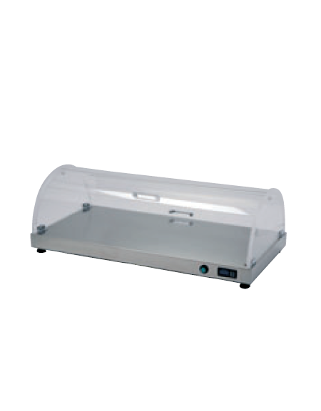 Piano caldo in acciaio inox 18/10 AISI 304 con cupola quadra in plexiglass - potenza: 500W - cm 100x50x25h Piano caldo in acciaio inox 18/10 AISI 304 con cupola quadra in plexiglass - potenza: 500W - cm 100x50x25h