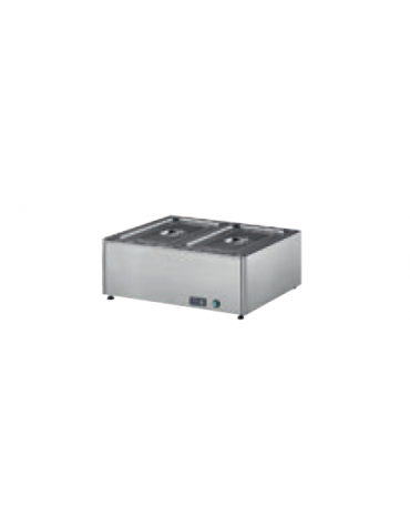 Tavola calda bagnomaria inox 18/10 AISI 304 con rubinetto di scarico - (GN ESCLUSE) - 2 GN 1/1 h 150 mm - mm 700x580x300h