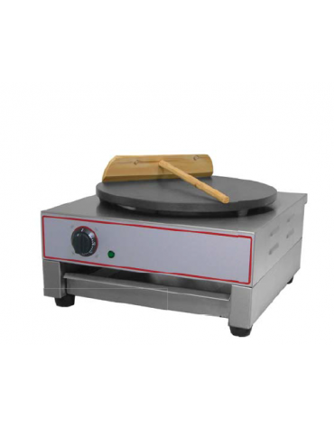 Crepiera elettrica singola in acciaio inox con piano cottura Ø mm 400 - piastra teflonata - mm 450x485x240h
