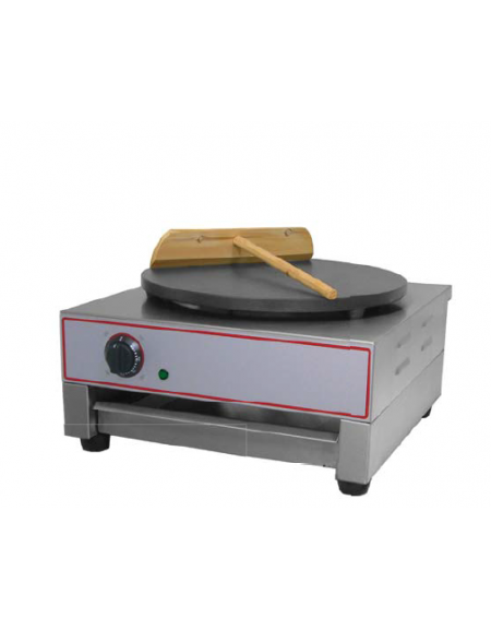 Crepiera elettrica singola in acciaio inox con piano cottura Ø mm 400 - piastra teflonata - mm 450x485x240h