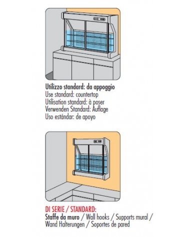 Espositore pensile refrigerato in legno da appoggio Temp. +5 +8 °C mm L1335XP580XH1140