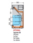 Espositore pensile refrigerato in legno da appoggio Temp. +5 +8 °C mm L1335XP580XH1140