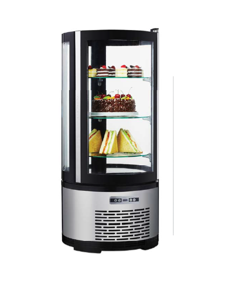 Vetrina refrigerata ventilata 2°C / +8°C - doppio vetro - capacità 100 Lt - ripiani in vetro girevoli - mm 480x480x1030h