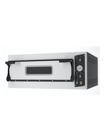 Forno pizza elettrico in acciaio inox e lamiera verniciata - 6 pizze (Ø 300 mm) - 1 camera di cottura con dim. mm 660x990x140h
