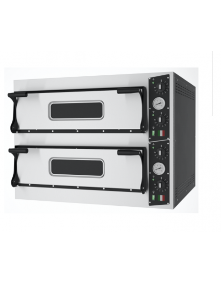 Forno pizza elettrico inox e lamiera verniciata - 6 + 6 pizze (Ø 300 mm) - 2 camere di cottura con dim. mm 660x990x140h X2