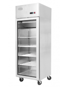 Armadio refrigerato ventilato inox AISI 304 - 1 porta in vetro - 670 litri - capacità di esercizio +0°C/+8°C - mm 730×845×2110h