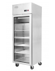Armadio refrigerato ventilato inox AISI 304 - 1 porta in vetro - 670 litri - capacità di esercizio +0°C/+8°C - mm 730×845×2110h