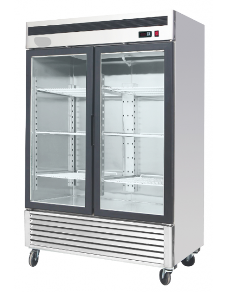 Armadio refrigerato ventilato inox AISI 304 - 2 porte in vetro - 1335 litri - +2°C/+8°C - mm 1382×800×2135h Armadio refrigerato ventilato inox AISI 304 - 2 porte in vetro - 1335 litri - +2°C/+8°C - mm 1382×800×2135h