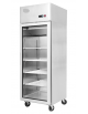Armadio congelatore compatto ventilato inox - 1 porta in vetro - 450 litri - -22°C/-17°C - mm 600×740×1950h