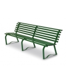 Panchina per parco in metallo acciaio colore verde RAL 6002 - dimensioni cm 200x43x74h