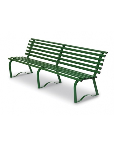 Panchina per parco in metallo acciaio colore verde RAL 6002 - dimensioni cm 200x43x74h