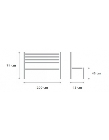 Panchina per parco in metallo acciaio colore verde RAL 6002 - dimensioni cm 200x43x74h