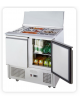 Saladette refrigerata in acciaio inox , 2 porte con 1 anta scorrevole, + 2° + 8°C - lt 380 - mm 900×700×850h