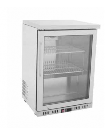 Armadio refrigerato mini in acciaio inox - 1 porta in vetro - 145 litri - +2°C/+8°C - mm 605x661x815h