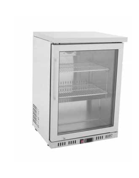 Armadio refrigerato mini in acciaio inox - 1 porta in vetro - 145 litri - +2°C/+8°C - mm 605x661x815h