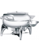 Chafing disch ad induzione rotondo con coperchio in vetro ribaltabile in acciaio inox - 5 Lt - cm LxPxH 44x49x30