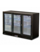 Espositore refrigerato per bibite in acciaio preverniciato nero - capacità 320 Lt. - +2°+8°C - L x P x H: 1345 x 520 x 900