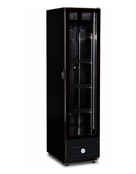 Vetrina verticale per bibite in acciaio di colore nero - capacità 313 Lt. - +3°+10°C - L x P x H: 442 x 699 x 1848