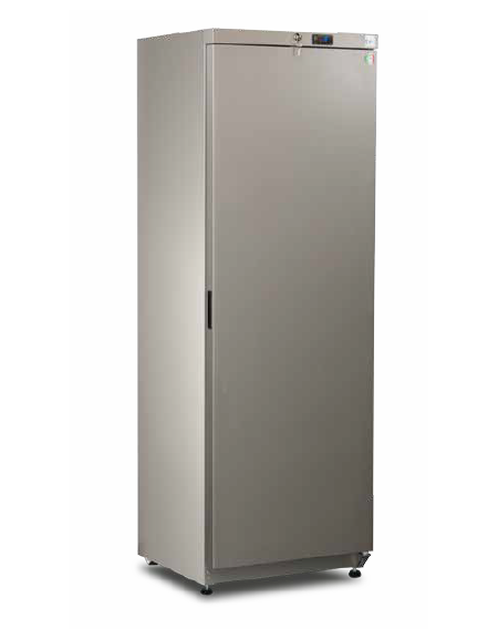 Armadio frigorifero in lamiera preverniciata RAL 9006 - capacità 376 Lt., temperatura  2°+8°C - mm L x P x H: 610 x 632 x 1885h