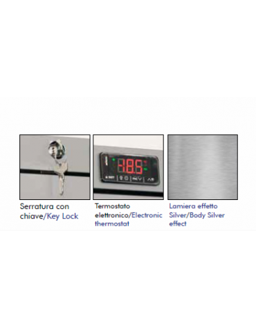 Armadio frigorifero in lamiera preverniciata RAL 9006 - capacità 115 Lt., temperatura  -180°-22°C - mm 610x572x870h