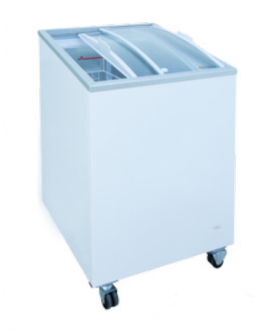 Congelatore a pozzo statico a porta scorrevole a vetro curvo o piatto - 137 Lt - temperatura -13°C/-23°C - mm 585x635x890h