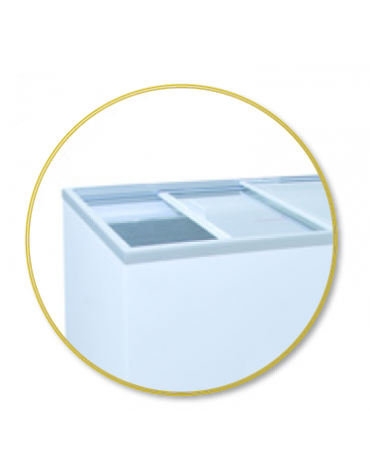Congelatore a pozzo statico a porta scorrevole a vetro curvo o piatto - 482 Lt - temperatura -13°C/-23°C - mm 1555x635x875h