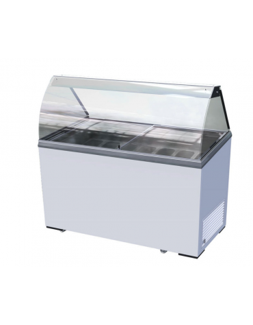 Vetrina per gelato statica - 7 vaschette inox (non incluse) - Lt. 381 - temp. -13°/- 23°C - Classe A - cm 130,5x63,5x124h