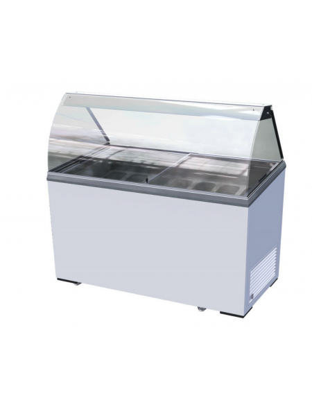 Vetrina per gelato statica - 7 vaschette inox (non incluse) - Lt. 381 - temp. -13°/- 23°C - Classe A - cm 130,5x63,5x124h