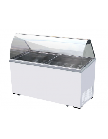 Vetrina per gelato statica - 8 vaschette inox (non incluse) - Lt. 467 - temp. -13°/- 23°C - Classe A - cm 155,5x63,5x124h