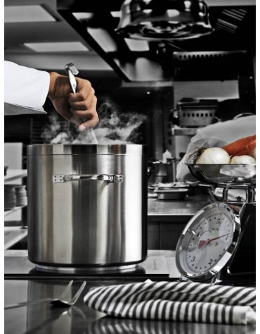 Pentola in acciaio inox con fondo termodiffusore sandwich a tre strati -  Ø cm 28 -  h cm 28 - Litri 16,5