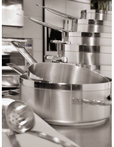 Casseruola alta in acciaio inox con fondo termodiffusore sandwich a tre strati -  Ø cm 50 -  h cm 32 - Litri 63