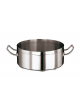 Casseruola bassa in acciaio inox 2 maniglie con fondo termodiffusore sandwich a tre strati -  Ø cm 28 -  h cm 11 - Litri 6,7