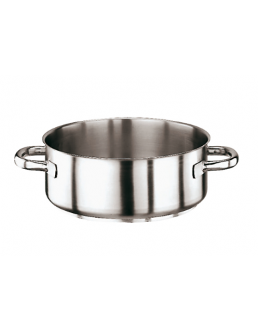 Casseruola bassa inox 2 maniglie tubolari con fondo termodiffusore sandwich a tre strati -  Ø cm 60 -  h cm 25 - Litri 70,7