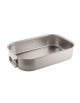 Tegame rettangolare in acciaio inox per forno, 2 maniglie  - dimensioni cm 40x26x9h